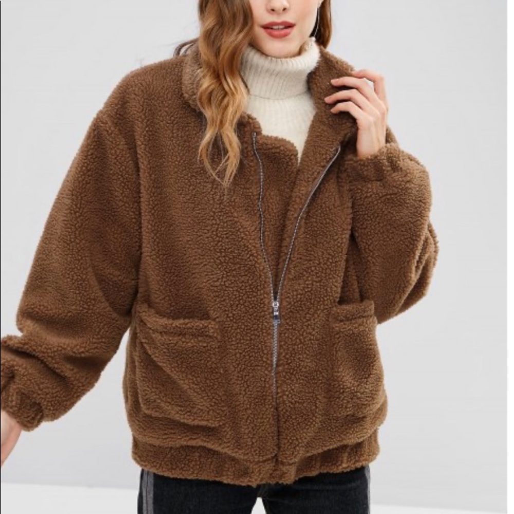 Fluffy zip up Sherpa/teddy coat